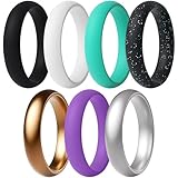 ThunderFit Anillo de boda de silicona para mujer, 5,5 mm de ancho, 2 mm de grosor (azul, morado, blanco, plata, bronce, negro, rosa brillante | Tamaño: 6,5 – 7 (17,3 mm)