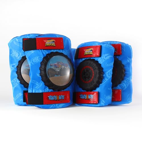 Hot Wheels Elbow and Knee Pads for Kids, Protective and Comfortable Outdoor Gear Set for Ages 3+ with Adjustable Velcro Straps, Shock Absorption, Bike...