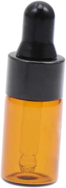 Vaguelly 50pcs Dropper Bottles Transparent Glass Sample Sub Bottles for Essential Oils Cosmetics and Toner Dark Brown Color with Caps Durable and Leak Resistant