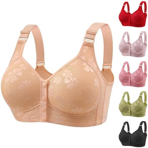 Orders Placed by Me Recently,Daisy Bras for Women Front Closure No Underwire Wireless Bras Push Up Plus Size Bra Comfortable Breathable Bras,Beige,44