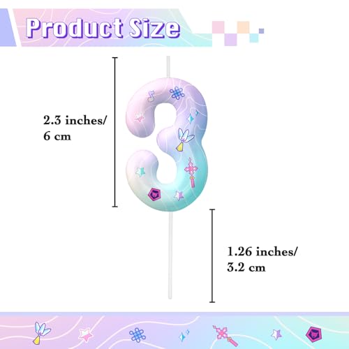 Image of Pink Number 3 Birthday Candles, Cartoon Themed Cake Toppers for Boys Girls Cake Decorations, Birthday Decorations Party Supplies, Number Candles for Party Decor