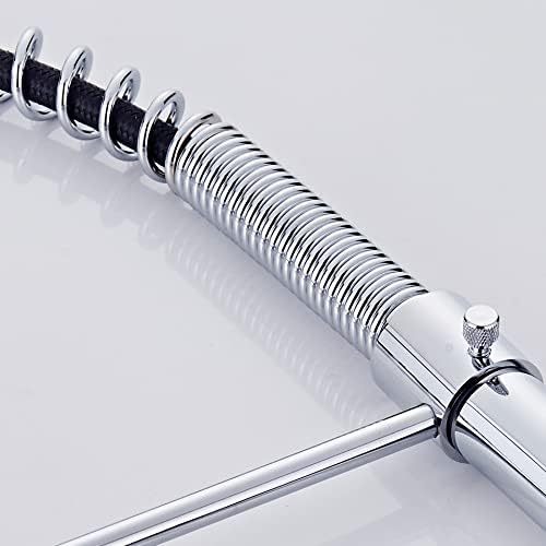 Chrome Monobloc Kitchen Sink Mixer Tap Swivel and Spring Spout Pull Out Hose Spray Single Lever Swan Neck Faucet, 10 Year Warranty