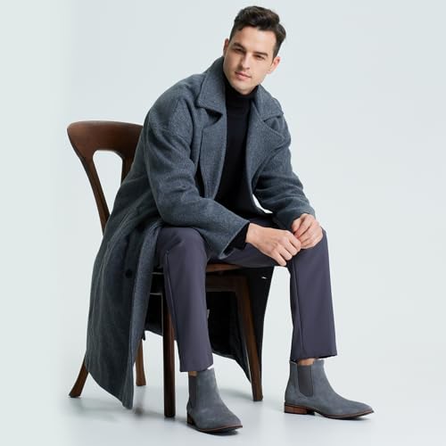 Rollda Mens Chelsea Boots, Suede Casual Ankle Boots, Dress Boots Elastic Slip on Boots for Men4