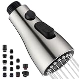 Kitchen Faucet Head Replacement with 15 Adapters - 3 Functions Pull Down Spray Head...