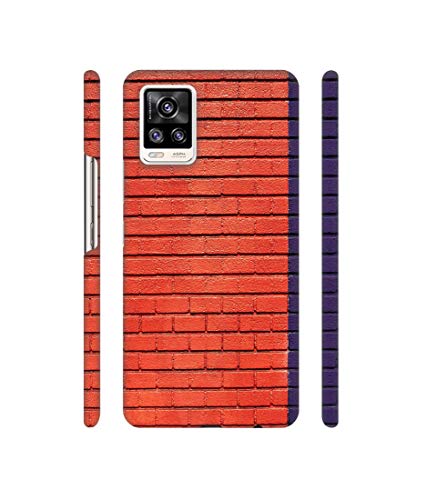 Image of Solimo Plastic Designer Red and Purple Brick 3D Printed Hard Back Case Backcase for Mobile Cover for Vivo V20