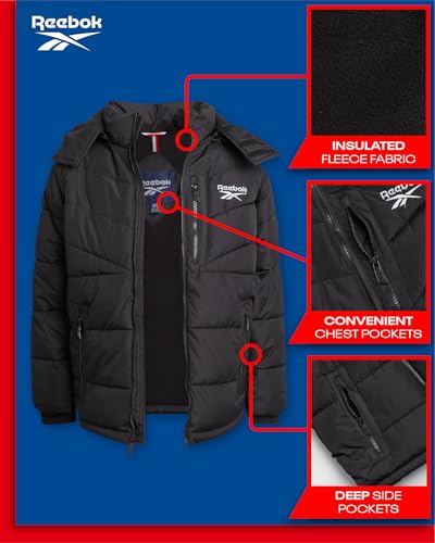 Reebok Boys Puffer Jacket - Heavyweight Quilted Water & Wind Resistant Boys Winter Coat - Fleece Insulated Kids Winter Jacket2