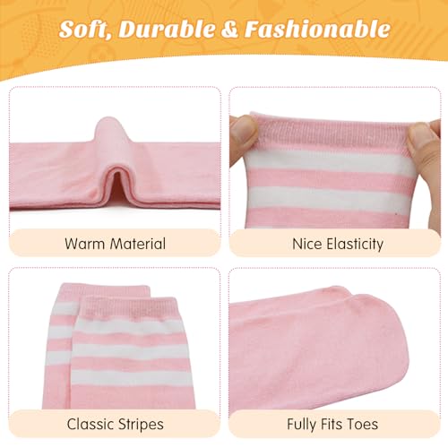 American Trends 4 Pairs Toddler Soccer Socks Kids Youth Baseball Sock Boys Girls knee High Striped Socks Cotton Tube Sock3