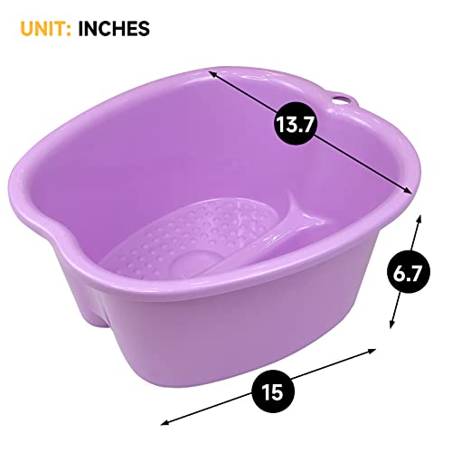 Extra-Large Foot Bath Soak Tub 2-Pack – Durable Massage Basins for Home Relaxation, Fits Large Feet, Non-Slip Base Purple/Black