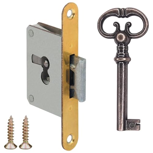 cyclingcolors Serrure à mortaiser clé axe 30mm remplacement meuble ancien décoration rustique armoire vintage, gauche