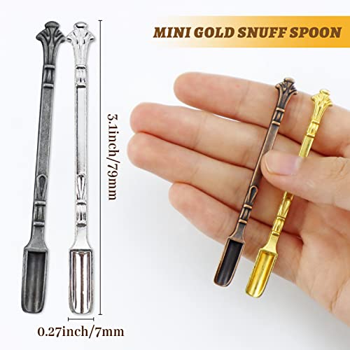 Yetoome 4 Pcs Mini Snuff Spoon Home Supply Spoons For Filling Vials With Salts Home Kitchen Supplies (Gold, Silver, Antique Brass, Black Gray) #TOP1