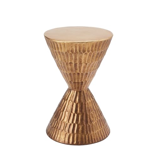 Christopher Knight Home Dari 21"H Lightweight Concrete Outdoor Side Table, Hourglass Shaped Patio End Table Geometric Patterns, MGO Outdoor Coffee Table, No Assembly Garden Plant Stand Indoor, Copper by Christopher Knight Home - Used condition - Image 5