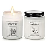 Cinnamon Apple and Lemongrass Eucalyptus Candles for Home Scented, Christmas Aromatherapy Candle Set