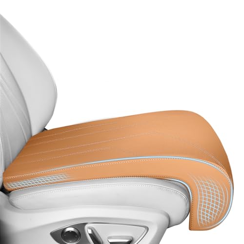 Image of FLORICH Car Seat Extender Leg Extender Support Cushion for Driver Seats Office Chair, Leather Carseat Leg Support for Long Drivers Universal Car Seat Cushion Legs Rest Pads-Beige Brown