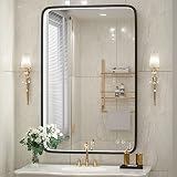 FTOTI 36x24 Inch LED Bathroom Mirror with Lights, Black Metal Frame Mirror, Wall Mounted Lighted Van