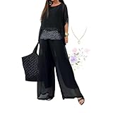 Elegancia elegante redefinida: entra en la sofisticación con nuestro traje de gasa de dos piezas, con pantalones de pierna ancha y una parte superior de lentejuelas. Perfecto para bodas y ocasiones especiales.