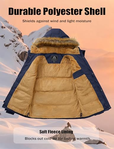 Miniatura 4 de Magcomsen Chaquetas De Invierno Para Hombre Abrigos Largos Térmicos Chaquetas De Parka Con Capucha Desmontable