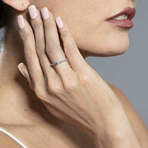 Peora Swiss Blue Topaz Stackable Ring In Sterling Silver, Cable Rope Band For Women 2.1Mm Sizes 9 #TOP1