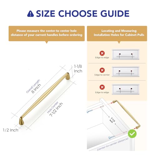 Image of Ravinte 30 Pack 7-1 /2 Inch Brushed Gold Kitchen Cabinet Handles Solid Zinc Alloy Cabinet Pulls Cupboard Hardware Drawer Handles