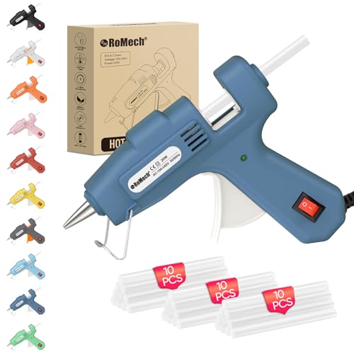 Image of ROMECH 20W Mini Hot Glue Gun with 30 Glue Sticks Set, Fast Preheating Hot Glue Gun Kit Heavy Duty Gluegun for Craft, DIY, Repairs (Blue)