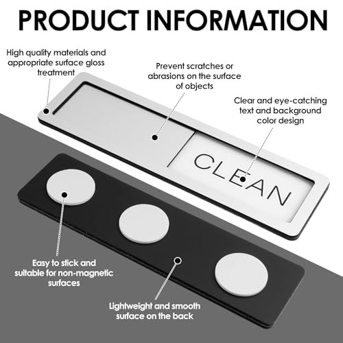 Magnet für Geschirrspüler Clean Dirty, Geschirrspülermagnet Clean Dirty Dishwasher Sign mit Schiebefunktion Kratzfest Geschirrspüler-Magnet Magnete-Schild für Kühlschrank Dekor(17,8 ×5 cm)