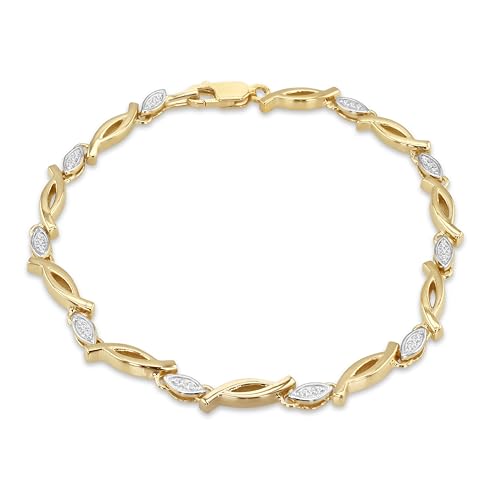 Bracelet argent d'exception Tuscany Silver plaqué or et diamants de laboratoire 0,15 ct