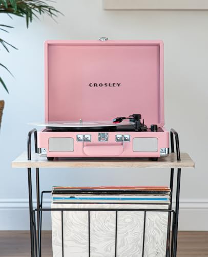 Crosley CR8005E-BH Cruiser Plus Vintage 3-Speed Bluetooth in/Out Suitcase Vinyl Record Player Turntable, Blush - Les Beatles, Paul McCartney, John Lennon, RIngo Starr, George Harrison Crosley CR8005E-BH Cruiser Plus Vintage 3-Speed Bluetooth in/Out Suitcase Vinyl Record Player Turntable, Blush – Image 3