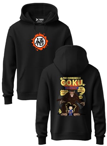 Image of XENOVAURBAN Anime Hoodie | Unisex Fit Cotton Fleece | Graphic Printed Pullover Hooded Sweatshirt - HOPU-FB-DBZ-BLK-XL