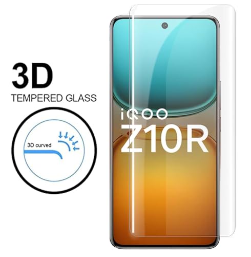 Image of FabeKee UV Tempered Glass Screen Protector Guard Compatible For (6.7 Inch, Pack of 1) Full Adhesive UV Curved Case Friendly HD Clarity (IQOO Z10R 5G, UV)