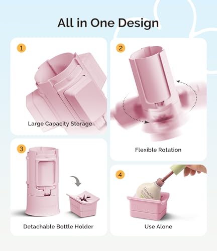 Image of MelodySusie GelCarousel for Nail Polish Bottle Holder and Nail Art Tools Organizer, 360 Rotating Storage Container with 3Pcs Detachable Silcone Gel Polish Holder, Pink(Only Box)