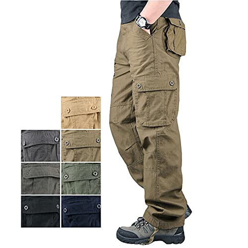 TOMITANY Men's Outdoor Leisure Pants Large Size Straight Sports Pants Multi Pocket Loose Work Pants2