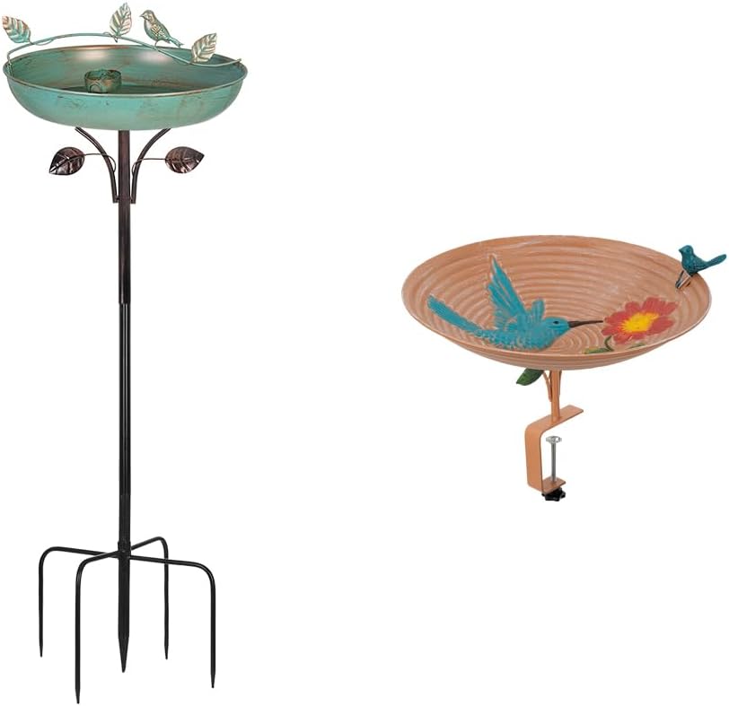 DREAMSOUL 5 Prongs Base Bird Bath + 13" Deck Mounted Bird Bath