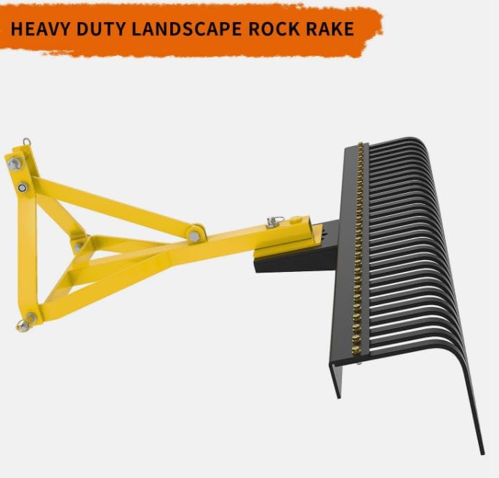 60'' 3 Point Landscape Rock Rake Fit for Category 1 Compact Tractors Loader