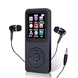 MP3 Player Bluetooth 5.0 com Alto-falante Embutido, Rádio FM, Gravador de Voz, E-Book, Slot MicroSD 64GB, segurança