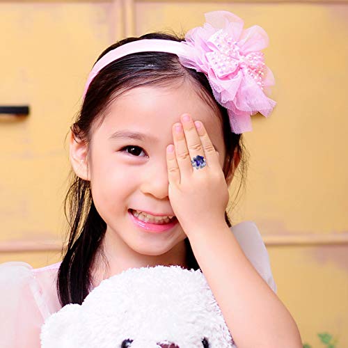 Kisangel 12Pcs Plastic Jewel Rings Rhinestone Plastic Rings Kids Toy Rings Girls Pretend Play Rings Adjustable Rings In Box(Mixed Styles) #TOP5