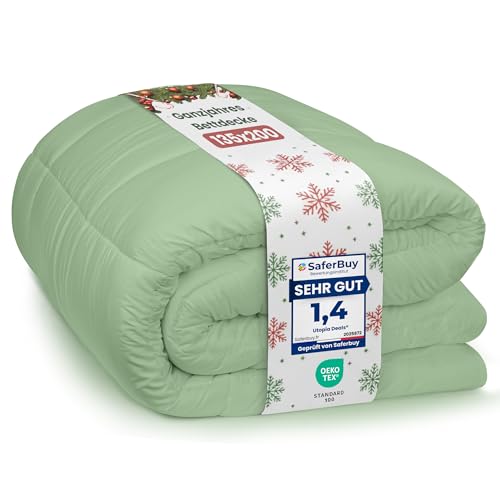 Utopia Bedding Leichte Bettdecke 135 x 200 cm, 4 Jahreszeiten, für Doppelbett, Mikrofaserdecke (Salbeigrün)