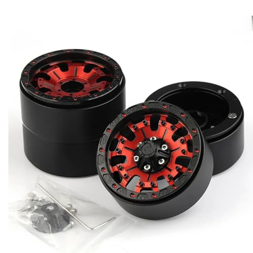 Jantes 1.9 pouces métal RC rouge moyeu en alliage antichoc pour modification 1/10