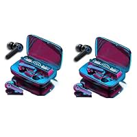 MB Star M19 TWS Bluetooth 5.0 Wireless Earbuds in Ear True Wireless Stereo Earbuds with Mic| LED Digital Display with Flashlight, Deep Bass Bluetooth Headphones, Upto 12Hrs Battery - Black, Pack of 2