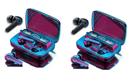 MB Star M19 TWS Bluetooth 5.0 Wireless Earbuds in Ear True Wireless Stereo Earbuds with Mic| LED Digital Display with Flashlight, Deep Bass Bluetooth Headphones, Upto 12Hrs Battery - Black, Pack of 2
