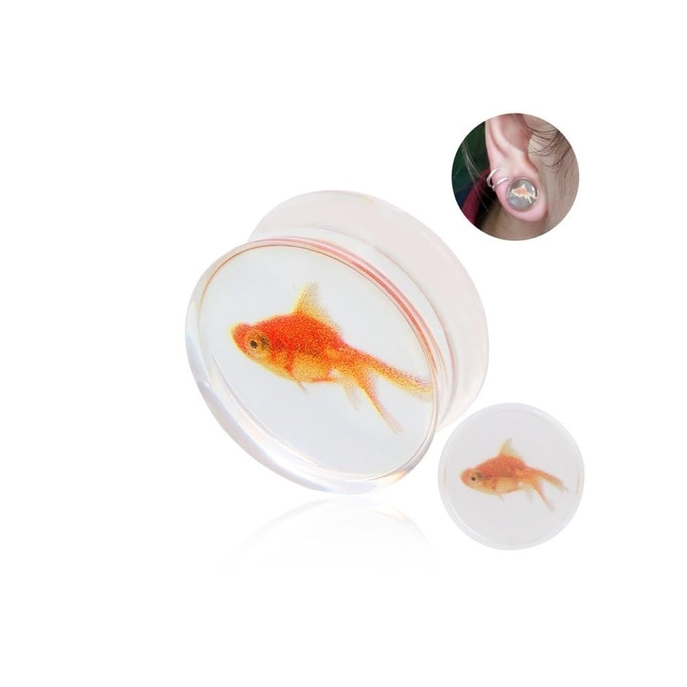 CBLdf 2 PCS Acrylic Ear Plug Piercing Expander 10-25mm -Transparent Goldfish- Ear Plug Piercing Expander Gauges