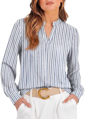 OFEEFAN Womens Blouses Business Casual Tops Fall Outfits Long Sleeve Shirts