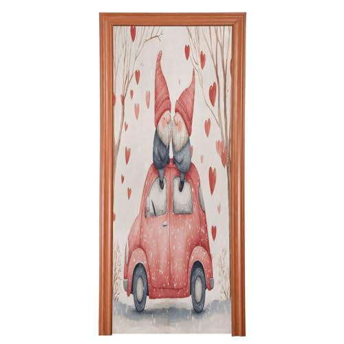 FLildon Valentine's Day Gnomes on Car Door Cover Decoration, Party Accessory Porch Decor for Festive Ornament Room Door Covers 36 x 98 Inch