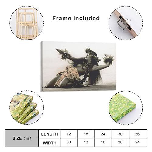 Hot Girl Posters Hawaiian Woman Hula Dance Abstract Posters Vintage Black And White Art Posters Wall Art Paintings Canvas Wall Decor Home Decor Living Room Decor Aesthetic 24X36Inch(60X90Cm) Frame-S #TOP1