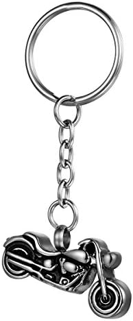 FCZDQ Cremation Keepsake Keychain Motorcycle Stainless Steel Memorial Jewelry Ash Urn Keyring