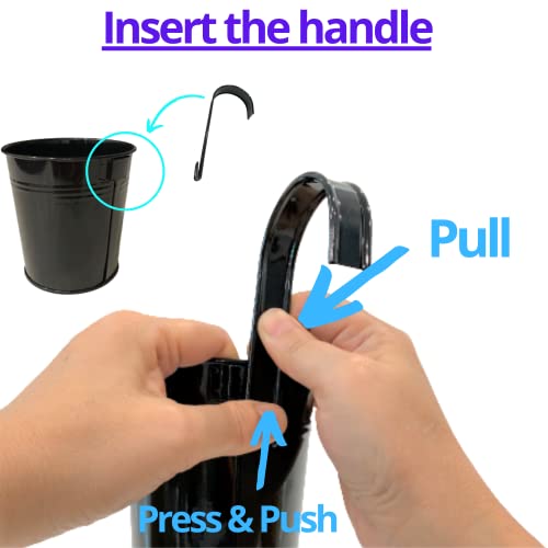 Lalagreen Small Hanging Planters - 10 Pack, 4 Inch Black Metal Bucket Small Flower Pots For Outdoor Outside, Balcony Railing Hanging, Cute Garden Decor Rail Wall Farmhouse Rustic Deck Porch Succulent #TOP2