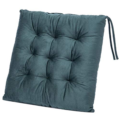 Wonder Miracle 4 Pack Seat Cushion/Chair Cushion Pads For Dining Chairs, Office Chair, Car, Floor, Outdoor, Patio，Machine Wash & Dryer Friendly (Flannel 16"×16", Dark Greenish) #TOP2