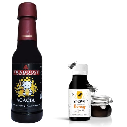 Meliponini Stingless Bee Honey 80ML with TraBoost Acacia Black Honey Jambi Indonesia 350ML