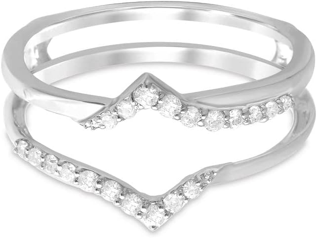 Round Cut White Diamond Enhancer Guard Wedding Band for Women, 14K Gold Finish 925 Silver Ladies Diamond Enhancer Wrap Ring