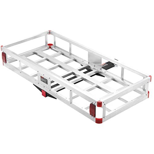 VEVOR 49.4 x 22.4 x 7.1 in Hitch Cargo Carrier, 500lb Capacity Trailer Hitch Mount Aluminum Cargo Basket, Luggage Carrier Rack Fits 2" Hitch Receiver for SUV Truck Pickup Camping by VEVOR - Image 9