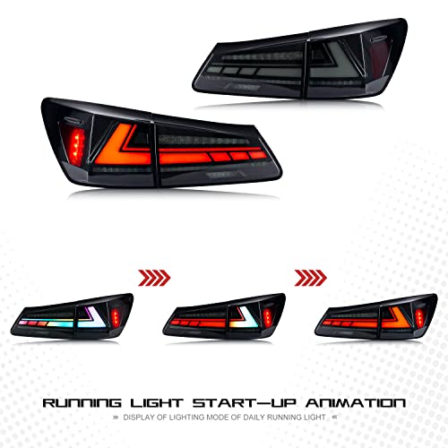 Inginuity Time Led Rgb Tail Lights For Lexus Is250 Is350 Isf F-Sport 2006-2013 Start-Up Animation Sequential Indicator App Control Bluetooth Control Colorful Rear Lamps Kit Assembly #TOP3