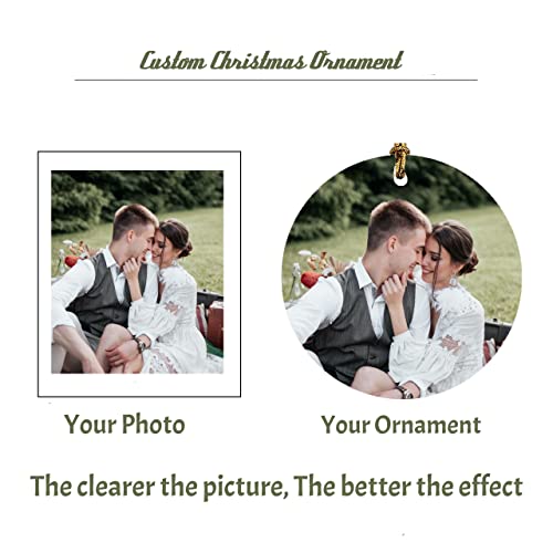 Personalized Photo Christmas Ornaments Custom 3" Ceramic With Any Photo/Text Hanging Tree Decorations Gift For 2022 Xmas Couples, Wedding, Graduation, Family Christmas Ornament, Photo On Both Sides #TOP1